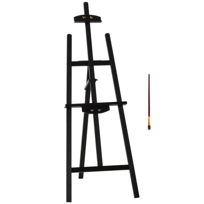 Easel Folding Studio Easel 90° Adjustable with Holder for Art Painting And Outdoor Advertising Pine Wood Black 51.5 x 71.5 x 134.5 cm