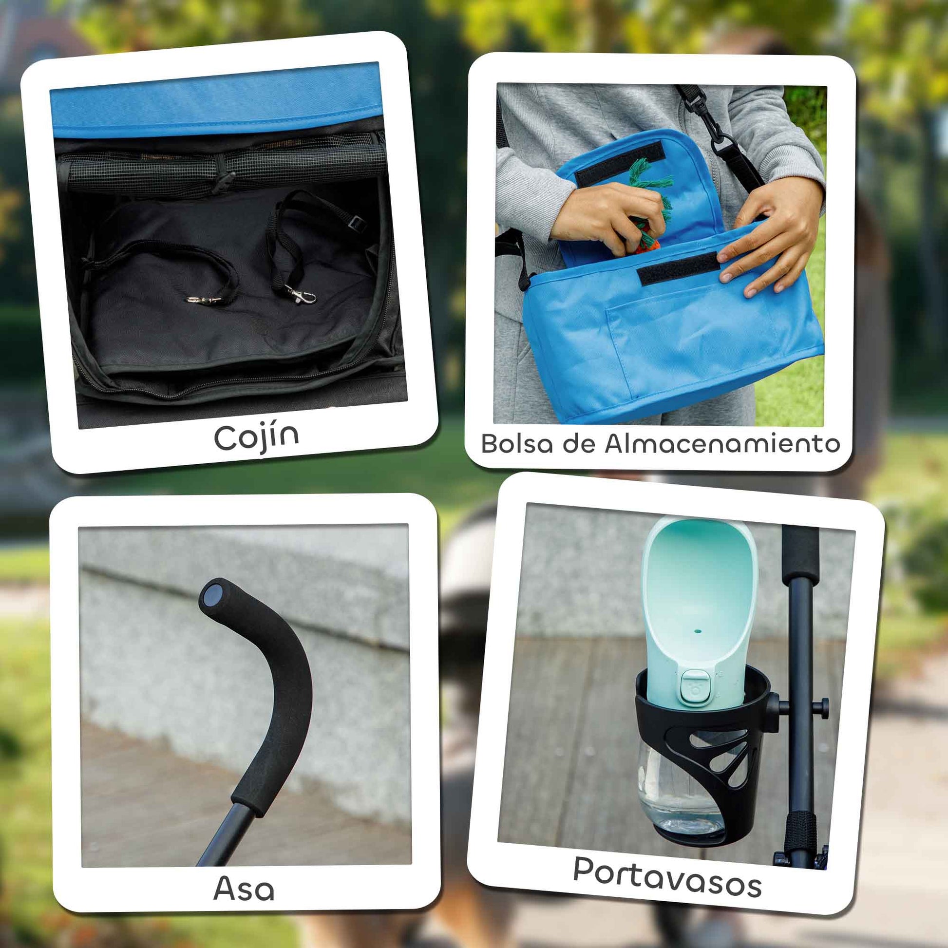Small Dog Stroller with Umbrella Structure Foldable Dog Stroller with Washable Cushion Cup Holder Mesh Windows and Storage Bag 76x44x103 cm Blue