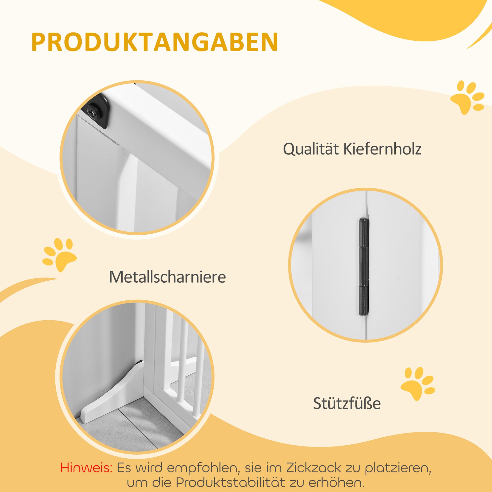 Pet Gate Dog Retractable Safety Gate Wooden Freestanding Pet Gate with Door Dog Safety Gate Configurable Gate for Fireplace & Stove White 113-166 x 36 x 71 cm