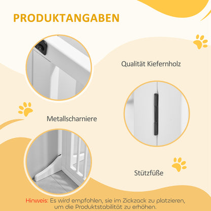 Pet Gate Dog Retractable Safety Gate Wooden Freestanding Pet Gate with Door Dog Safety Gate Configurable Gate for Fireplace & Stove White 113-166 x 36 x 71 cm