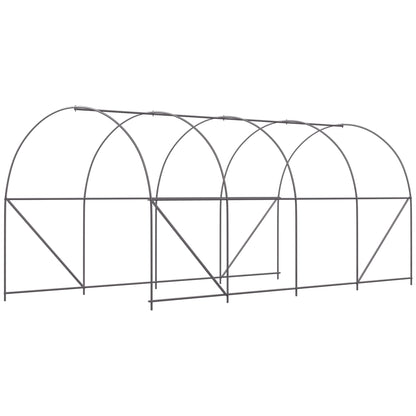 Garden Tunnel Greenhouse with 8 Windows and Roll-Up Door, Metal Frame and Polyethylene Cover, 5x2x2m, White