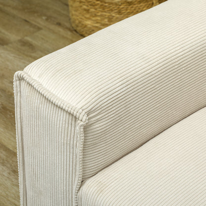 3-Seater Sofa, Couch with Armrests, Back Cushions, Living Room Sofa with Corduroy Upholstery, Spring Core, Thickly Padded Couch for Living Room, Bedroom 193 x 77 x 80 cm, Cream White