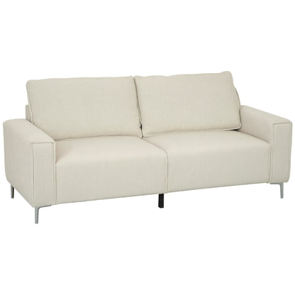 3-Seater Sofa, Couch with Armrests, Back Cushions, Living Room Sofa with Corduroy Upholstery, Spring Core, Thickly Padded Couch for Living Room, Bedroom 193 x 77 x 80 cm, Cream White