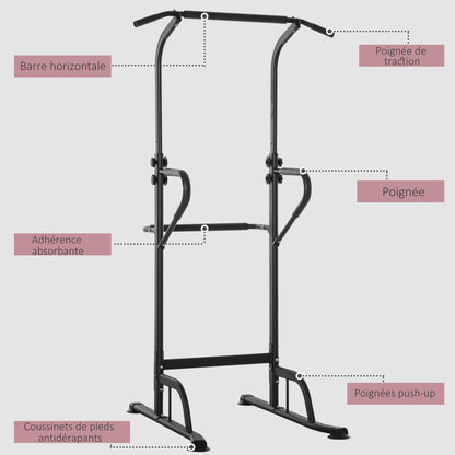 Multifunctional Weight Bench Pull-Up Bar Roman Chair Adjustable Height Black and Red Steel