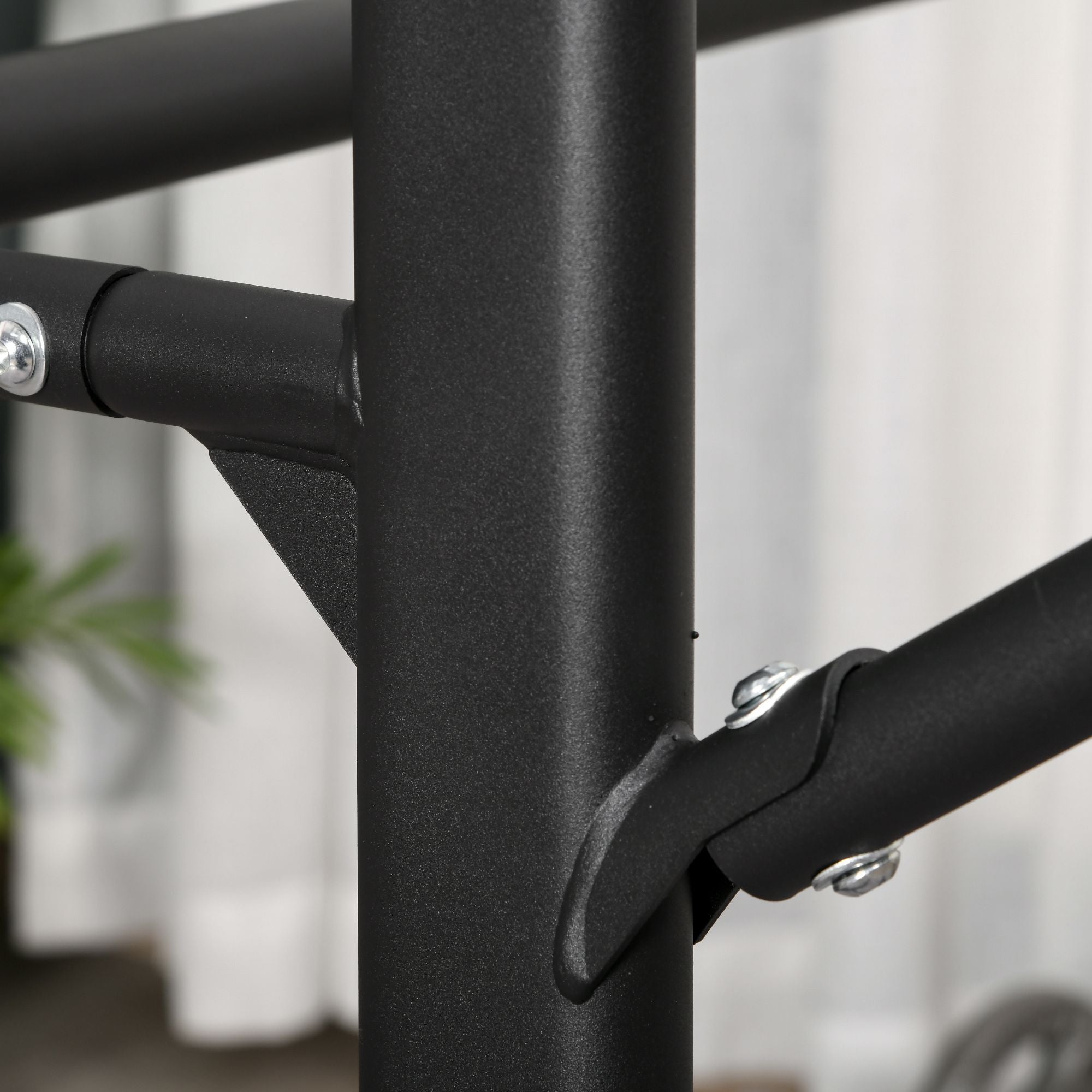 Multifunctional Weight Bench Pull-Up Bar Roman Chair Adjustable Height Black and Red Steel
