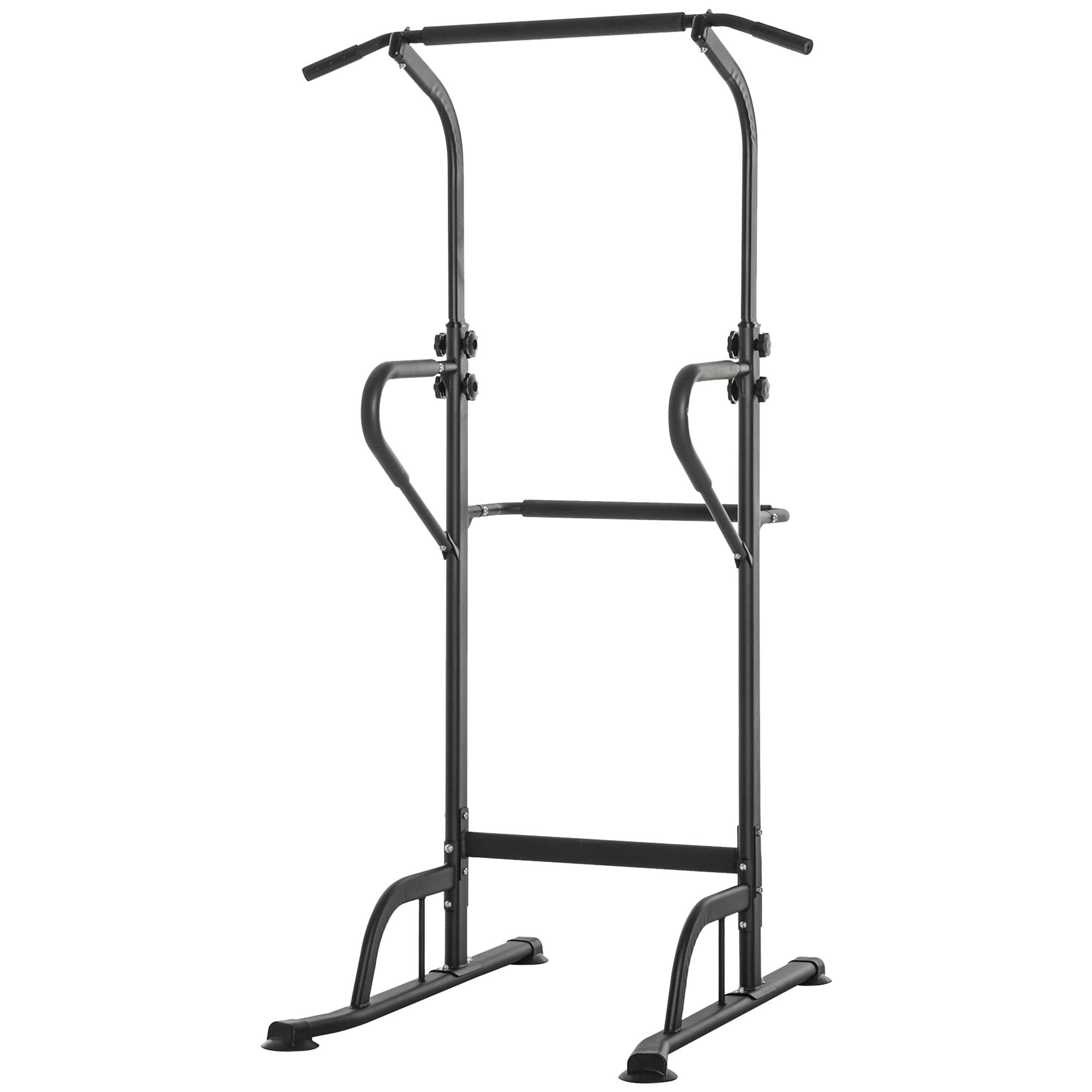 Multifunctional Weight Bench Pull-Up Bar Roman Chair Adjustable Height Black and Red Steel