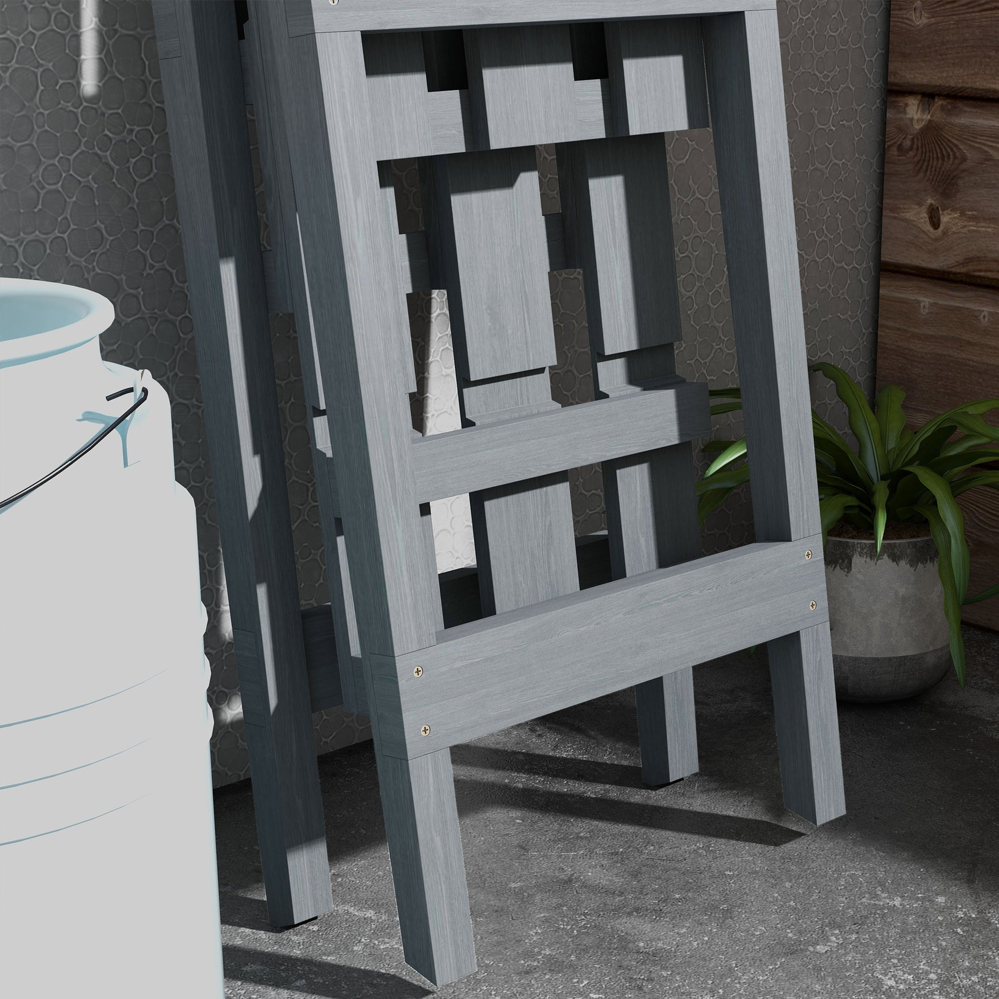 Foldable 3-Tier Wooden Plant Stand Pot Holder with A-Frame for Indoor Outdoor Living Room Garden Balcony 100x36x112 cm Gray