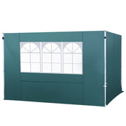 2 Side Walls for 3x3m Tent Gazebo Oxford Fabric with Window Total Measurements 300x200cm Dark Green