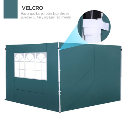 2 Side Walls for 3x3m Tent Gazebo Oxford Fabric with Window Total Measurements 300x200cm Dark Green