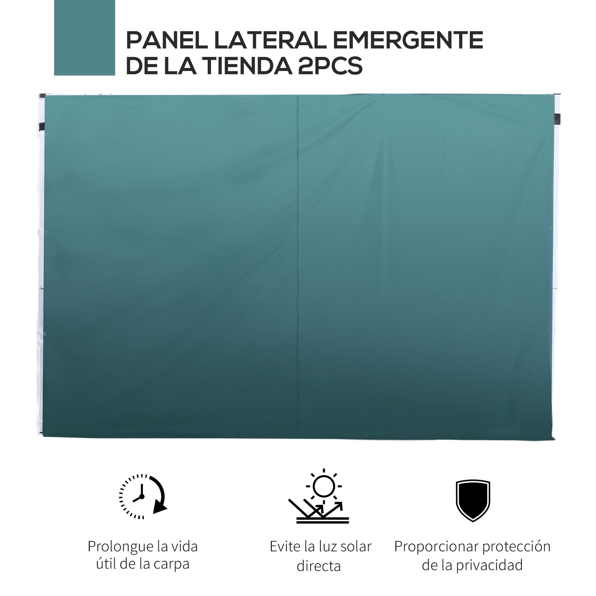 2 Side Walls for 3x3m Tent Gazebo Oxford Fabric with Window Total Measurements 300x200cm Dark Green