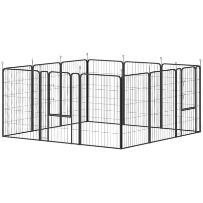 Puppy Playpen Puppy Enclosure with 12 Panels 68x100 cm Each Door Ground Stakes Flexible Foldable Protective Cover Free-Range Enclosure 100cm High Dog Playpen Indoors Outdoors Puppy Fence for Dog Cat
