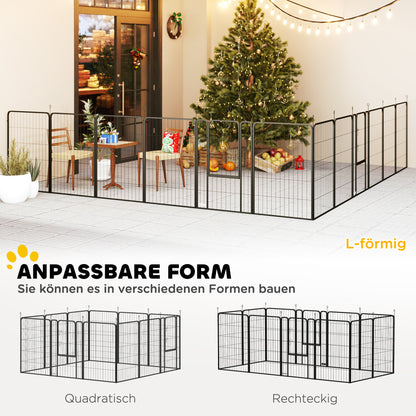 Puppy Playpen Puppy Enclosure with 12 Panels 68x100 cm Each Door Ground Stakes Flexible Foldable Protective Cover Free-Range Enclosure 100cm High Dog Playpen Indoors Outdoors Puppy Fence for Dog Cat