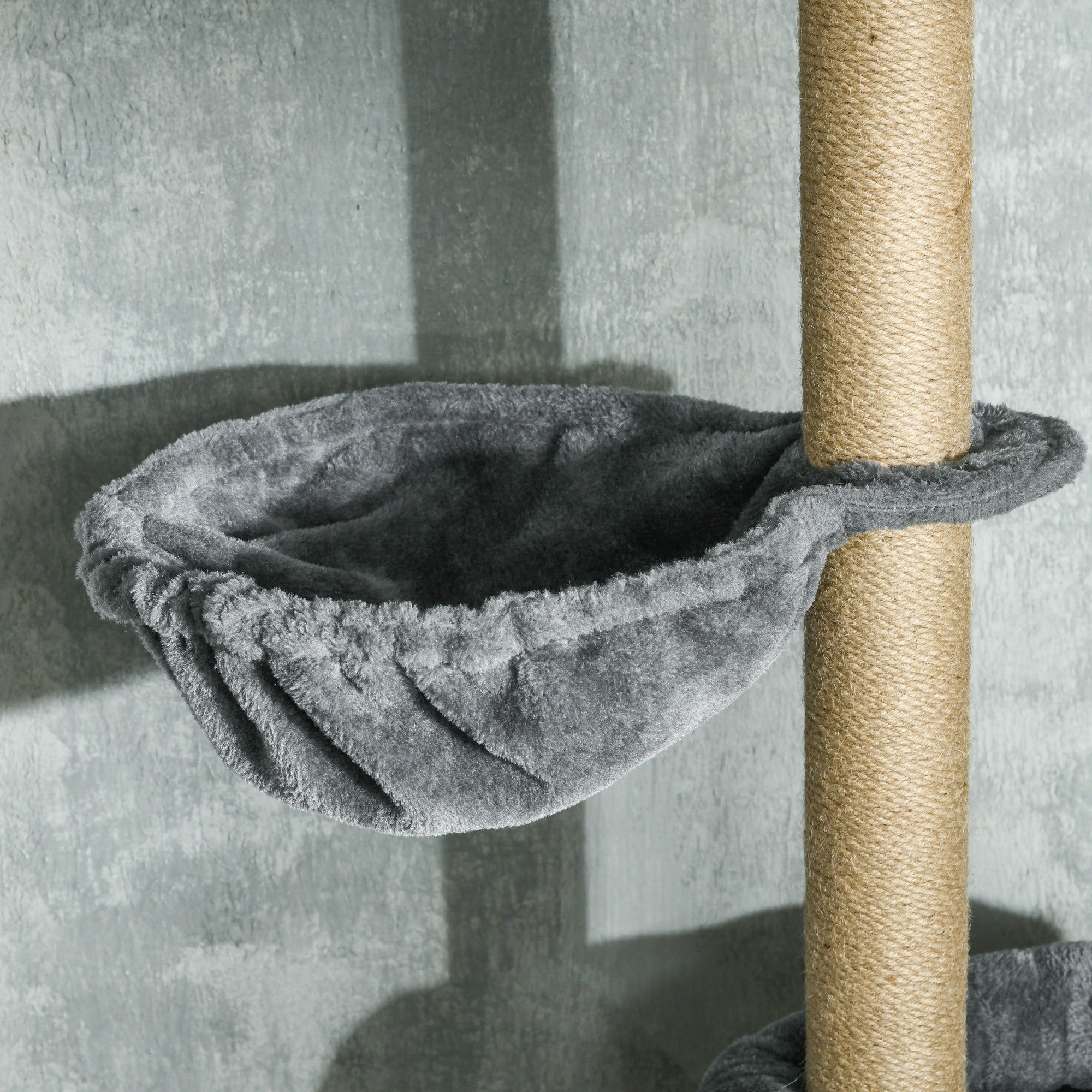 Floor-to-Ceiling Cat Tree 230-250cm Cat Scratching Tree with Adjustable Height Multiple Platforms Baskets Hammock Hanging Balls Gray