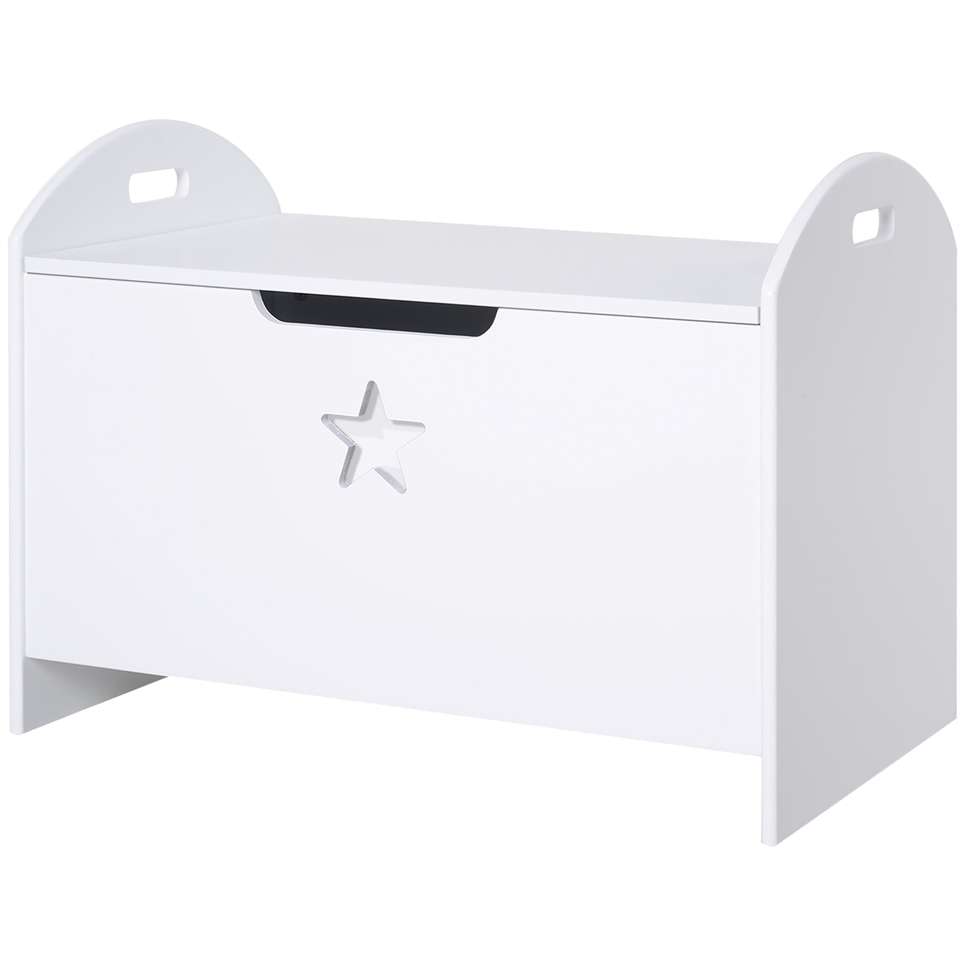 Children's Toy Storage Organizer Box Reversible Lid Design with Safety 62x40x46.5 cm Spacious Space Load 20 kg White