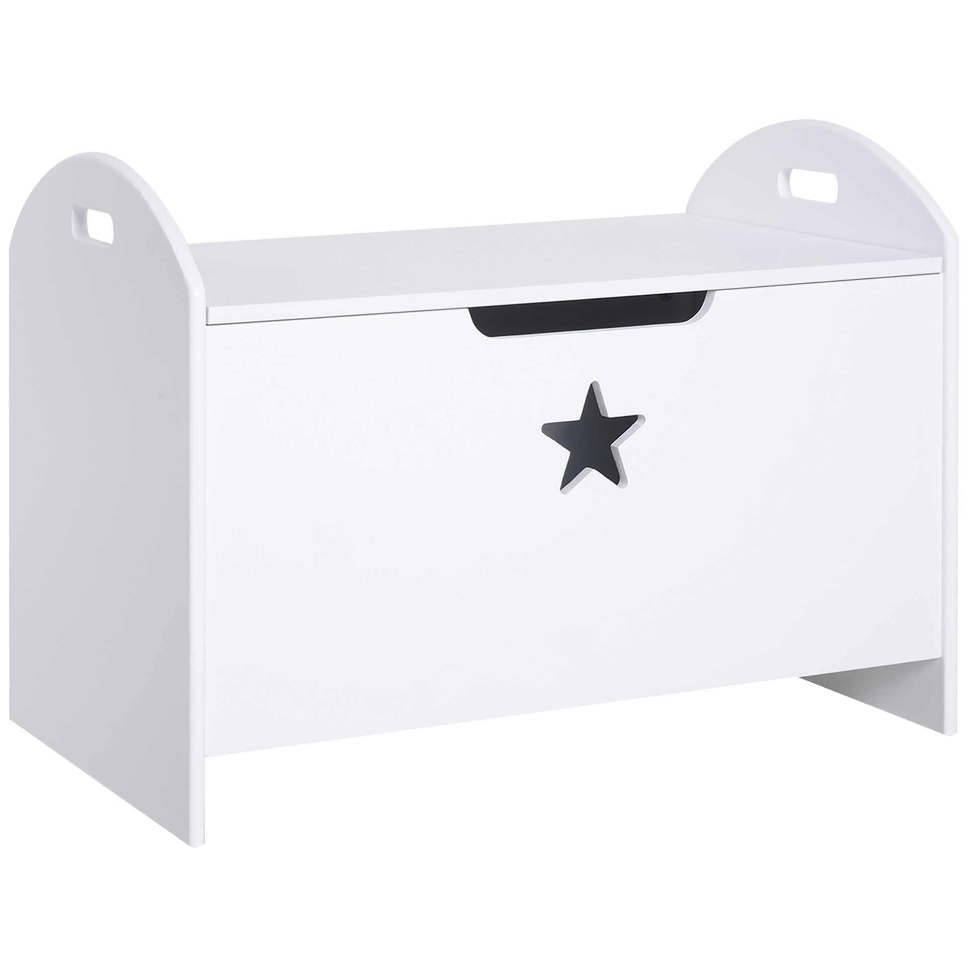 Children's Toy Storage Organizer Box Reversible Lid Design with Safety 62x40x46.5 cm Spacious Space Load 20 kg White