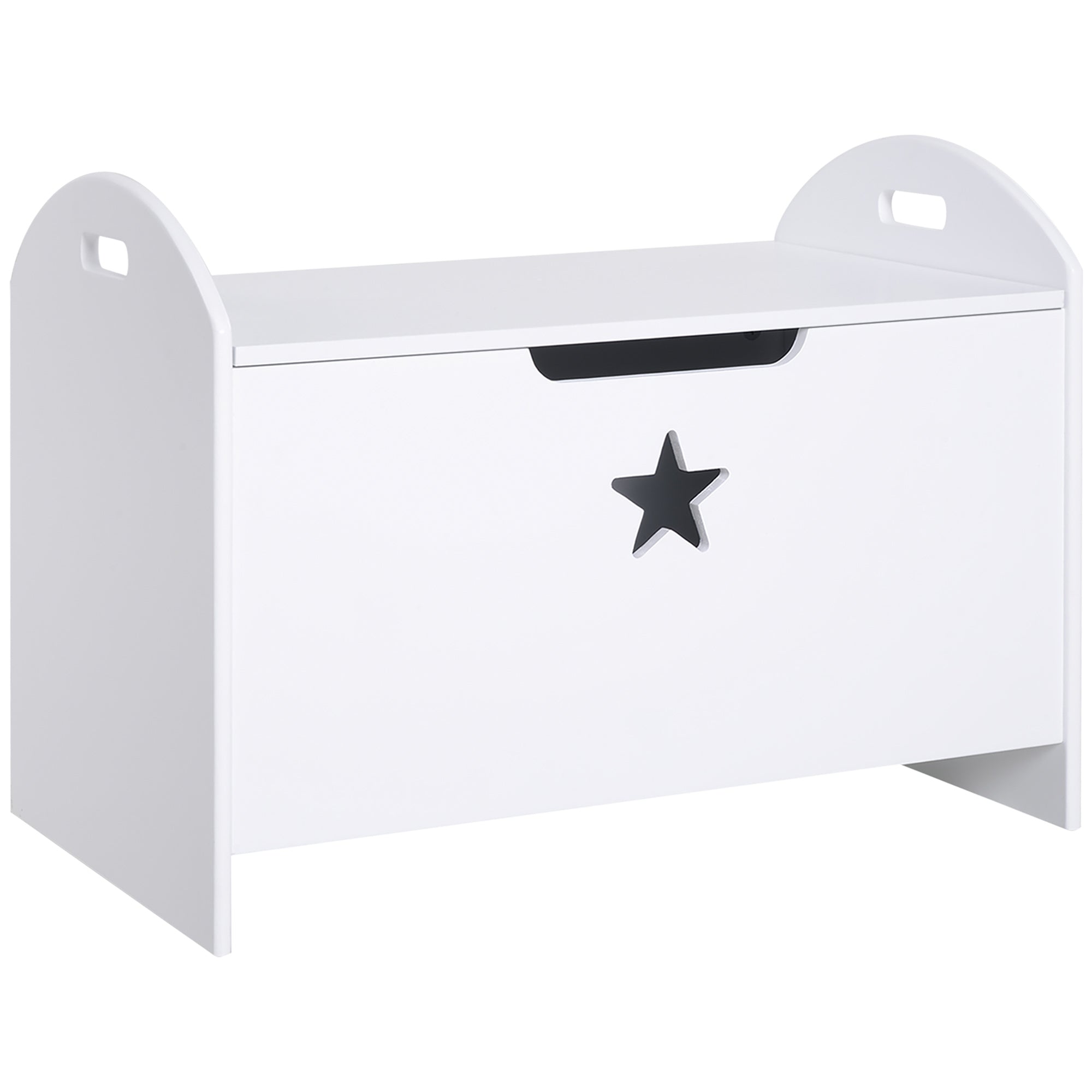 Children's Toy Storage Organizer Box Reversible Lid Design with Safety 62x40x46.5 cm Spacious Space Load 20 kg White