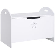 Children's Toy Storage Organizer Box Reversible Lid Design with Safety 62x40x46.5 cm Spacious Space Load 20 kg White