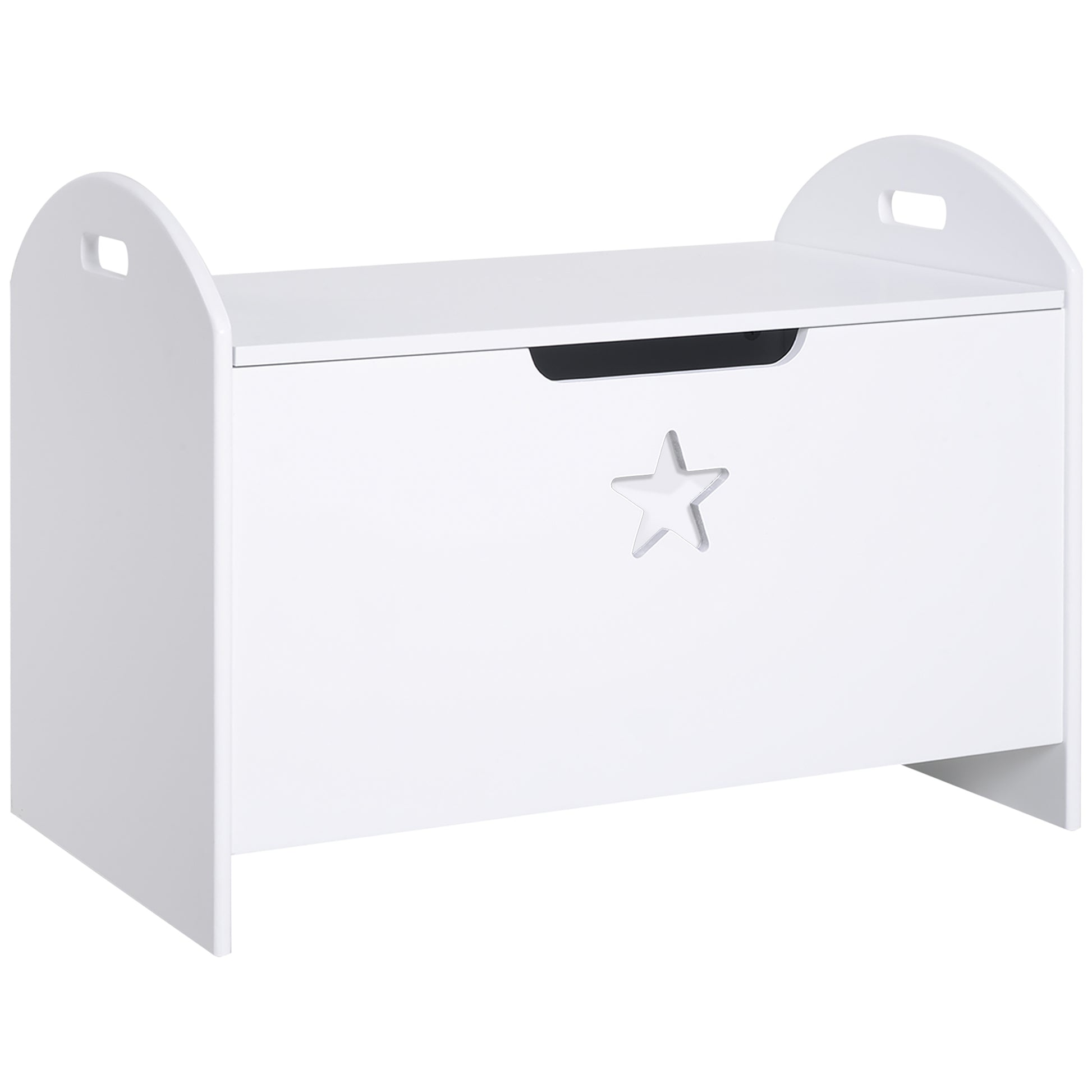 Children's Toy Storage Organizer Box Reversible Lid Design with Safety 62x40x46.5 cm Spacious Space Load 20 kg White