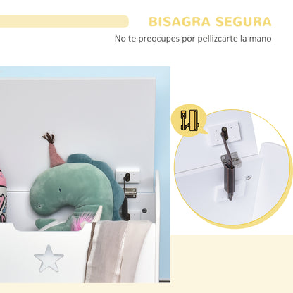 Children's Toy Storage Organizer Box Reversible Lid Design with Safety 62x40x46.5 cm Spacious Space Load 20 kg White