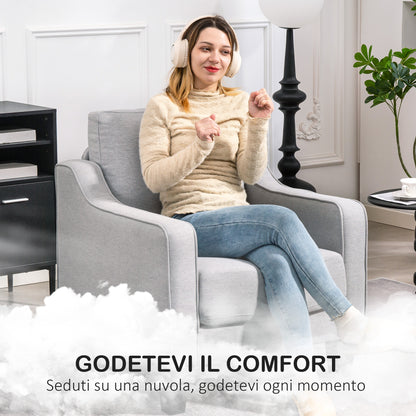 Modern Living Room Armchair, Bedroom Armchair in Fabric with Armrests, Thick Padding and Pocket Springs, for Home, Office, and Study, 77x77x86 cm, Light Gray