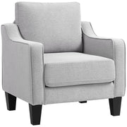 Modern Living Room Armchair, Bedroom Armchair in Fabric with Armrests, Thick Padding and Pocket Springs, for Home, Office, and Study, 77x77x86 cm, Light Gray