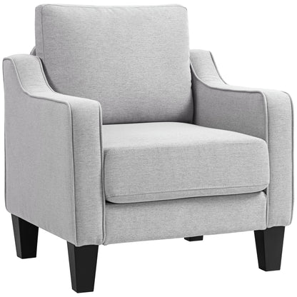 Modern Living Room Armchair, Bedroom Armchair in Fabric with Armrests, Thick Padding and Pocket Springs, for Home, Office, and Study, 77x77x86 cm, Light Gray