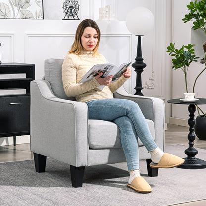 Modern Living Room Armchair, Bedroom Armchair in Fabric with Armrests, Thick Padding and Pocket Springs, for Home, Office, and Study, 77x77x86 cm, Light Gray