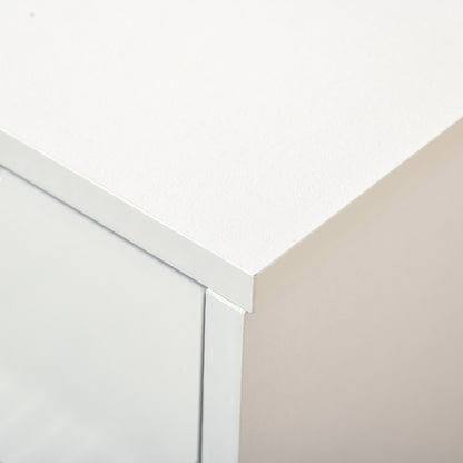 Shoe Cabinet - 3 Folding Doors and Sliding Drawer - dim. 62L x 24W x 135H cm - aluminum handles. Particle Board White