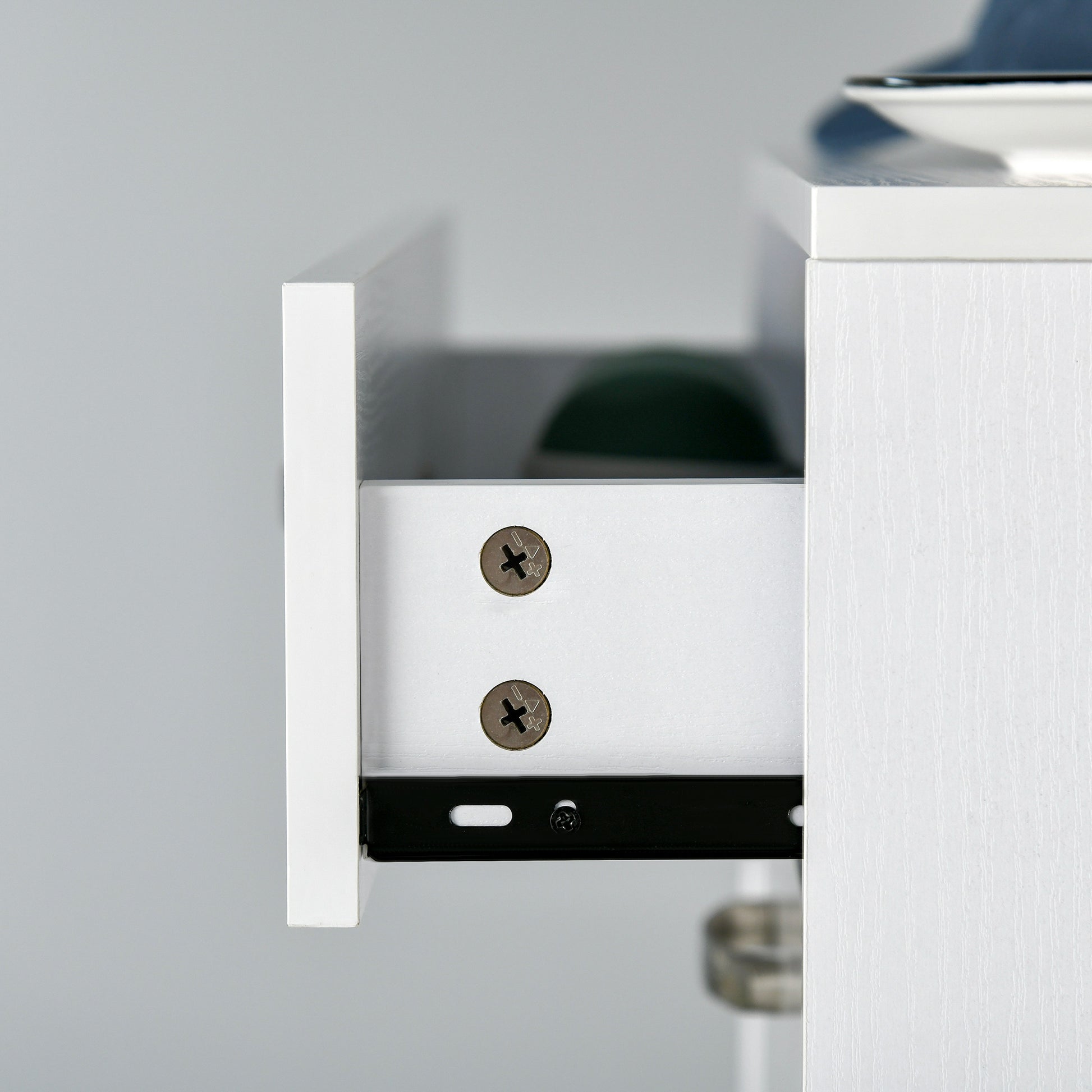 Shoe Cabinet - 3 Folding Doors and Sliding Drawer - dim. 62L x 24W x 135H cm - aluminum handles. Particle Board White