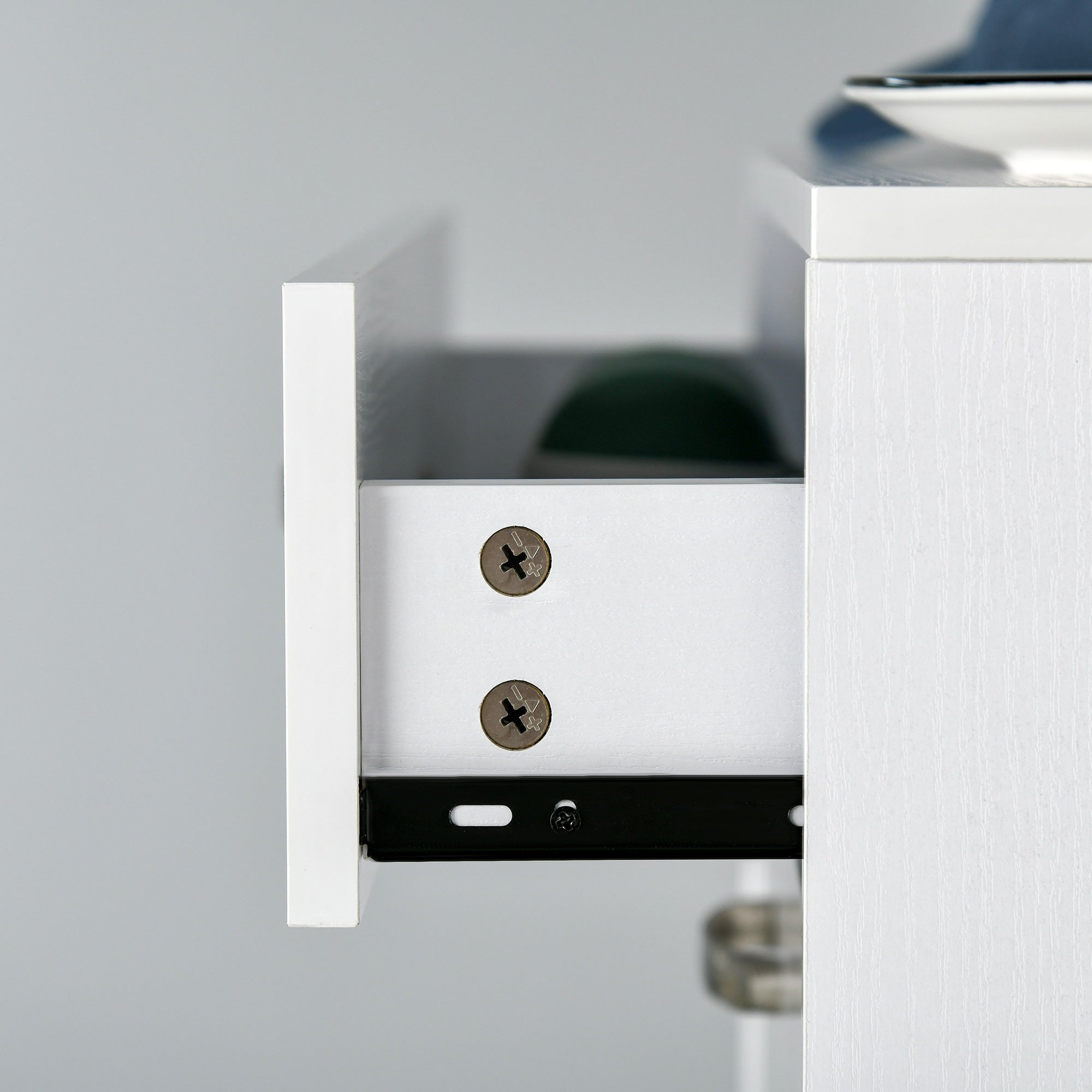 Shoe Cabinet - 3 Folding Doors and Sliding Drawer - dim. 62L x 24W x 135H cm - aluminum handles. Particle Board White