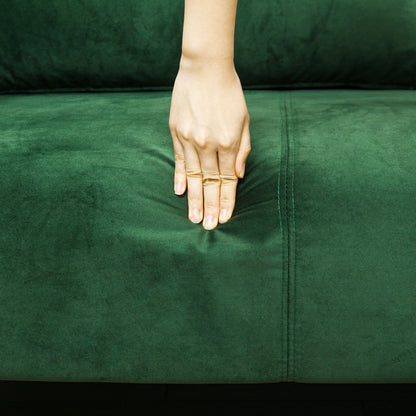 3-Seater Space-Saving Sofa with Padded Cushions, Modern Sofa with Steel Legs and Velvet Fabric, 200x88x76 cm, Green