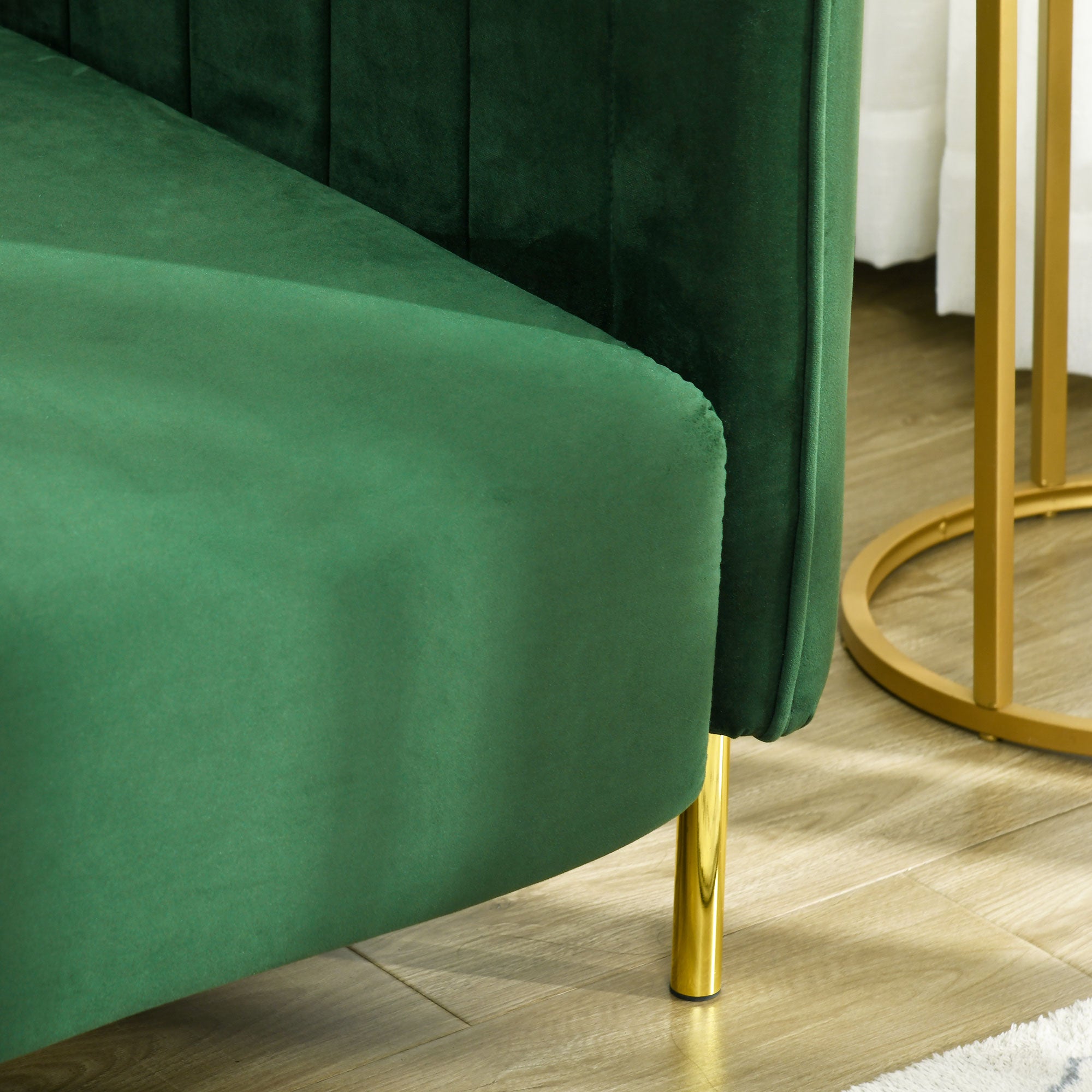 3-Seater Space-Saving Sofa with Padded Cushions, Modern Sofa with Steel Legs and Velvet Fabric, 200x88x76 cm, Green
