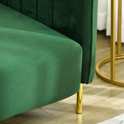 3-Seater Space-Saving Sofa with Padded Cushions, Modern Sofa with Steel Legs and Velvet Fabric, 200x88x76 cm, Green