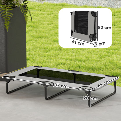 Elevated Folding Dog Bed Pet Bed, Outdoor Dog Lounger with Mesh Design, Breathable, for Large Dogs Light Gray Oxford 107 x 61 x 20 cm