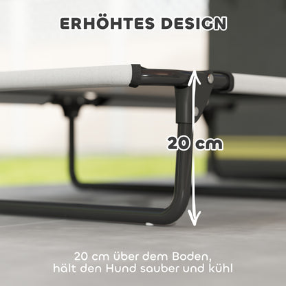 Elevated Folding Dog Bed Pet Bed, Outdoor Dog Lounger with Mesh Design, Breathable, for Large Dogs Light Gray Oxford 107 x 61 x 20 cm