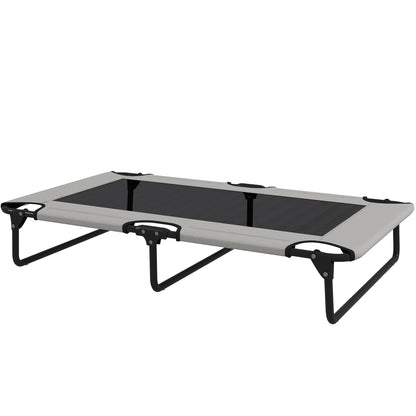 Elevated Folding Dog Bed Pet Bed, Outdoor Dog Lounger with Mesh Design, Breathable, for Large Dogs Light Gray Oxford 107 x 61 x 20 cm