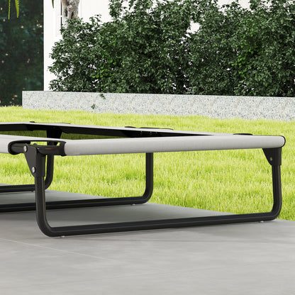 Elevated Folding Dog Bed Pet Bed, Outdoor Dog Lounger with Mesh Design, Breathable, for Large Dogs Light Gray Oxford 107 x 61 x 20 cm