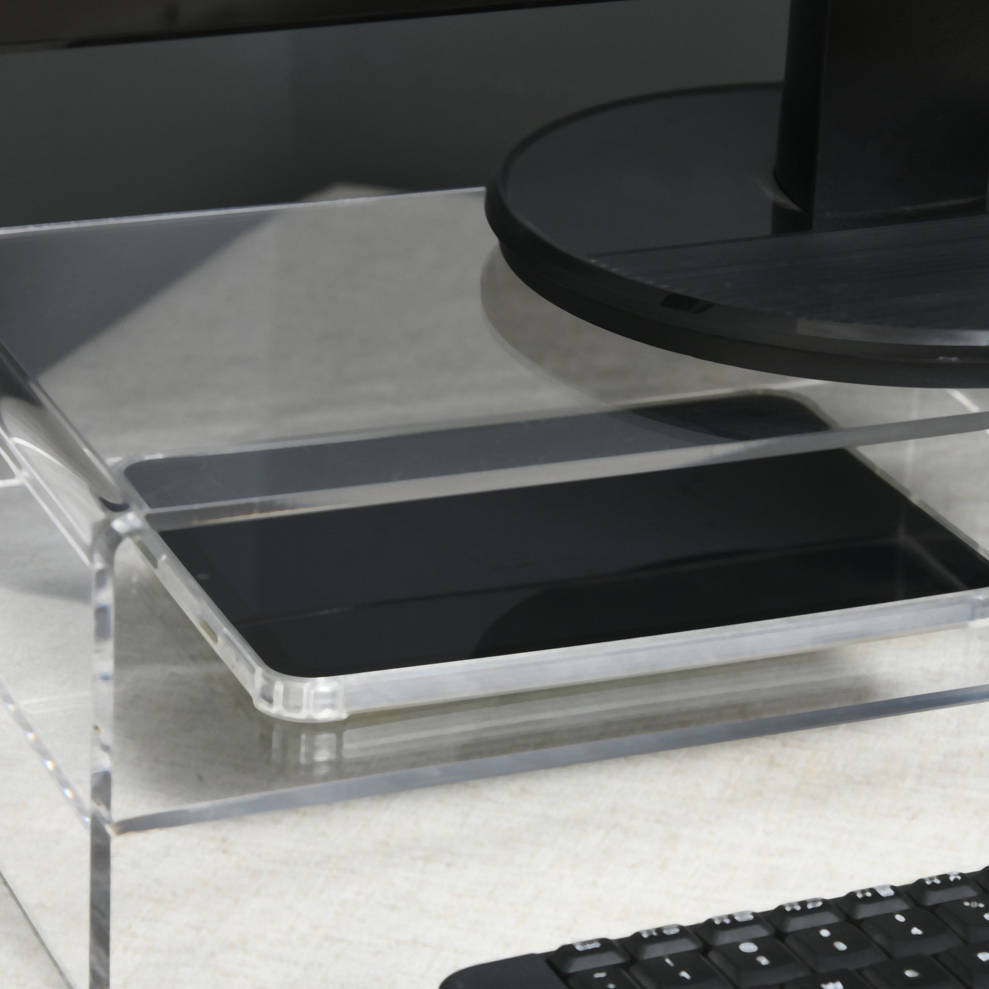 Monitor Stand Screen Riser with Storage Compartment, Monitor Riser for Monitors up to 24 Inches, Desk Stand for Computer, PC, Laptop up to 5kg, Acrylic, 50.8 x 19 x 12 cm