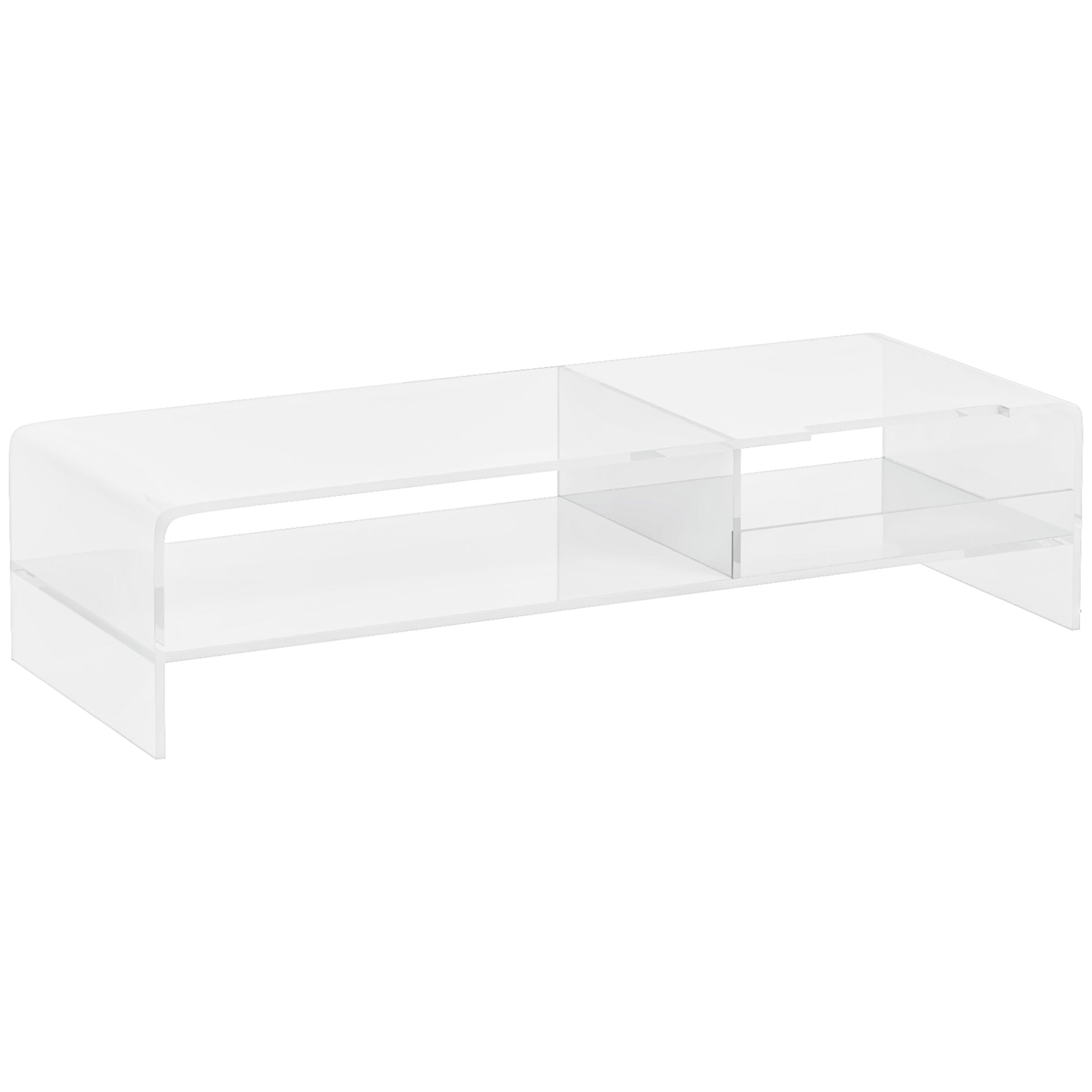 Monitor Stand Screen Riser with Storage Compartment, Monitor Riser for Monitors up to 24 Inches, Desk Stand for Computer, PC, Laptop up to 5kg, Acrylic, 50.8 x 19 x 12 cm