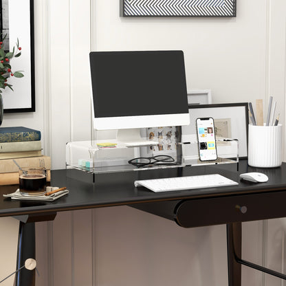Monitor Stand Screen Riser with Storage Compartment, Monitor Riser for Monitors up to 24 Inches, Desk Stand for Computer, PC, Laptop up to 5kg, Acrylic, 50.8 x 19 x 12 cm