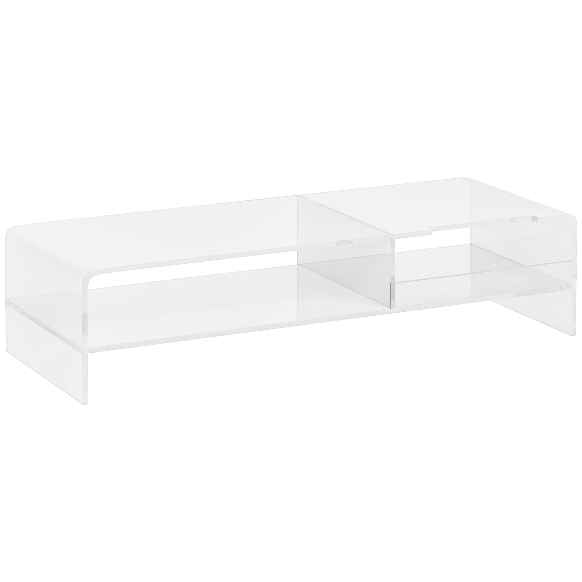 Monitor Stand Screen Riser with Storage Compartment, Monitor Riser for Monitors up to 24 Inches, Desk Stand for Computer, PC, Laptop up to 5kg, Acrylic, 50.8 x 19 x 12 cm