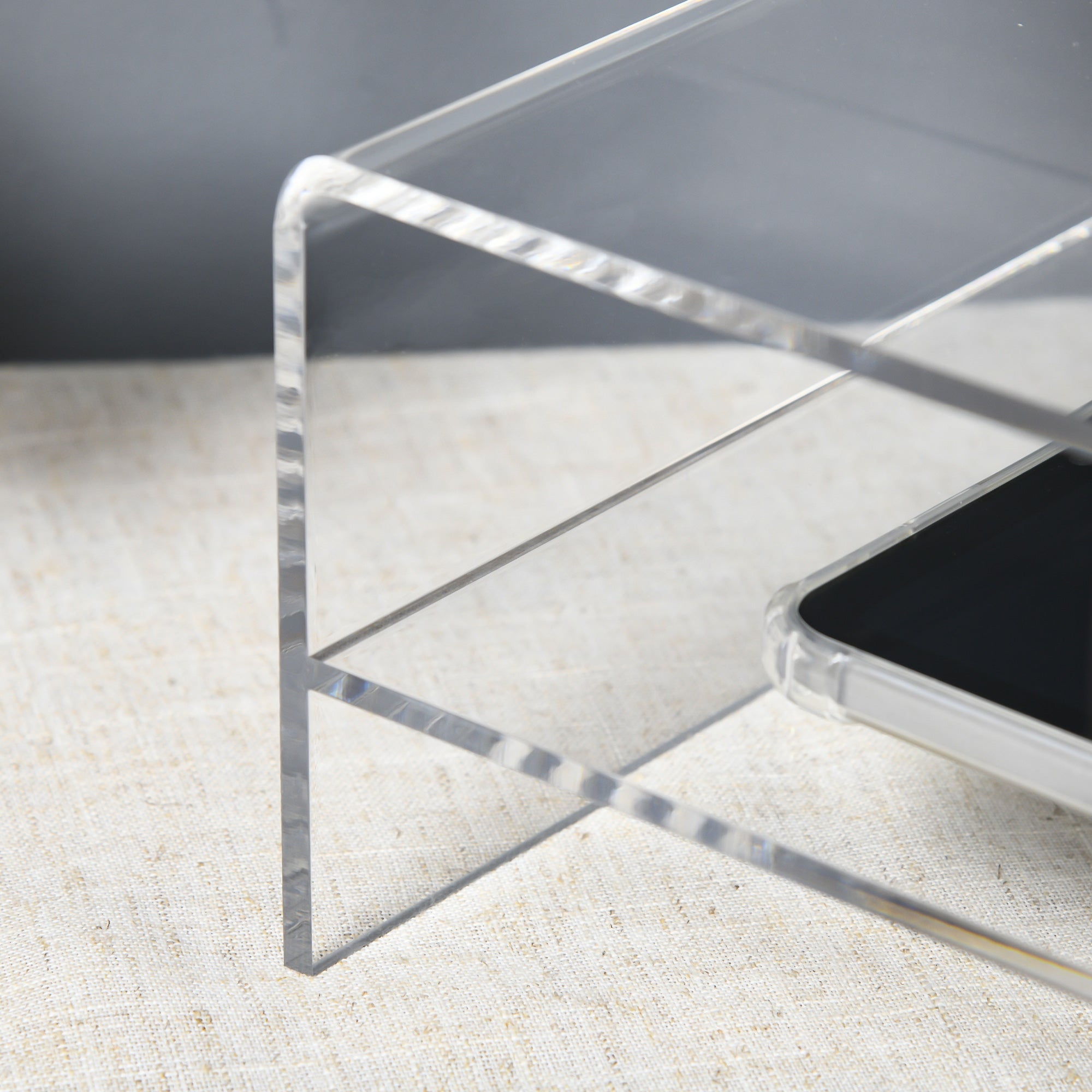 Monitor Stand Screen Riser with Storage Compartment, Monitor Riser for Monitors up to 24 Inches, Desk Stand for Computer, PC, Laptop up to 5kg, Acrylic, 50.8 x 19 x 12 cm