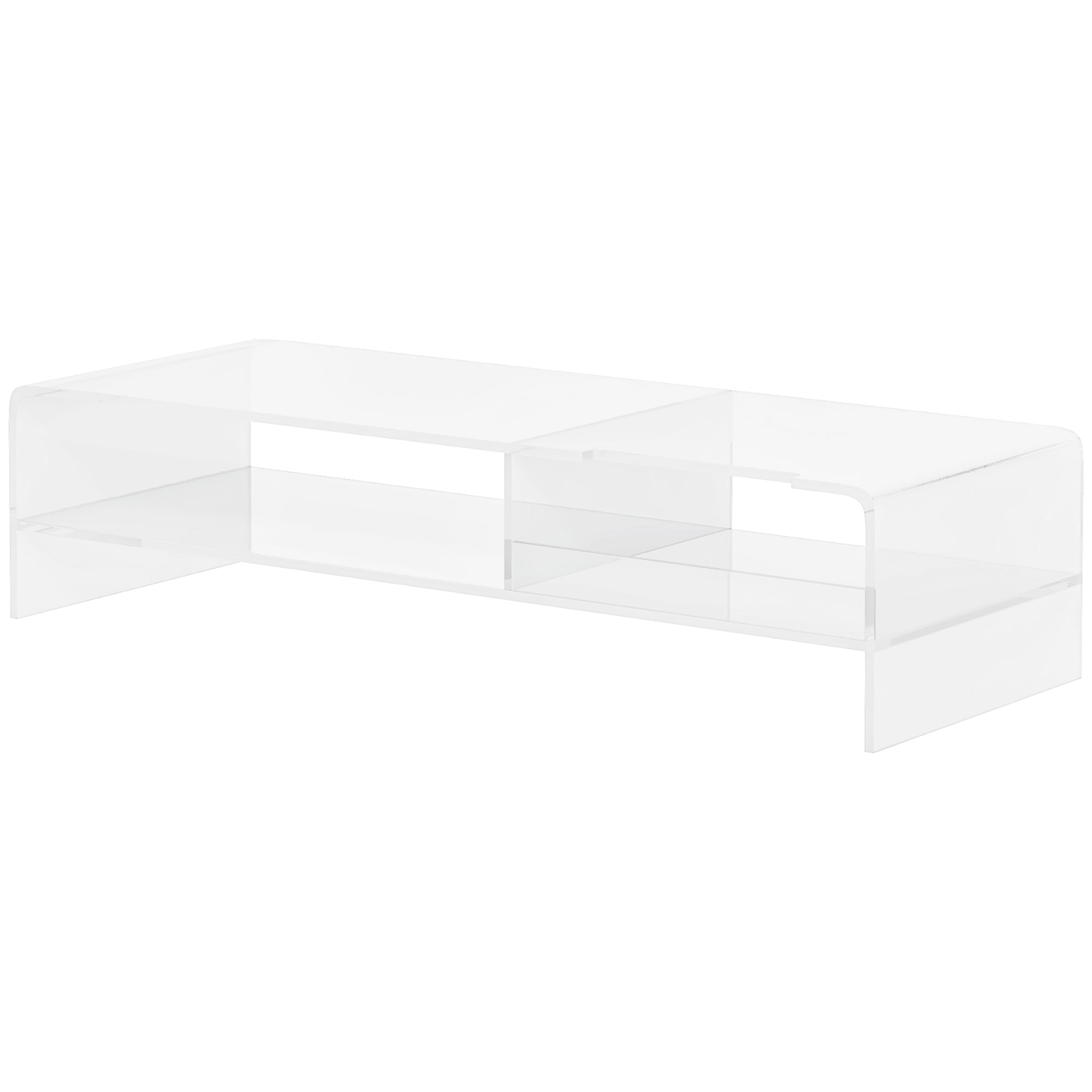 Monitor Stand Screen Riser with Storage Compartment, Monitor Riser for Monitors up to 24 Inches, Desk Stand for Computer, PC, Laptop up to 5kg, Acrylic, 50.8 x 19 x 12 cm