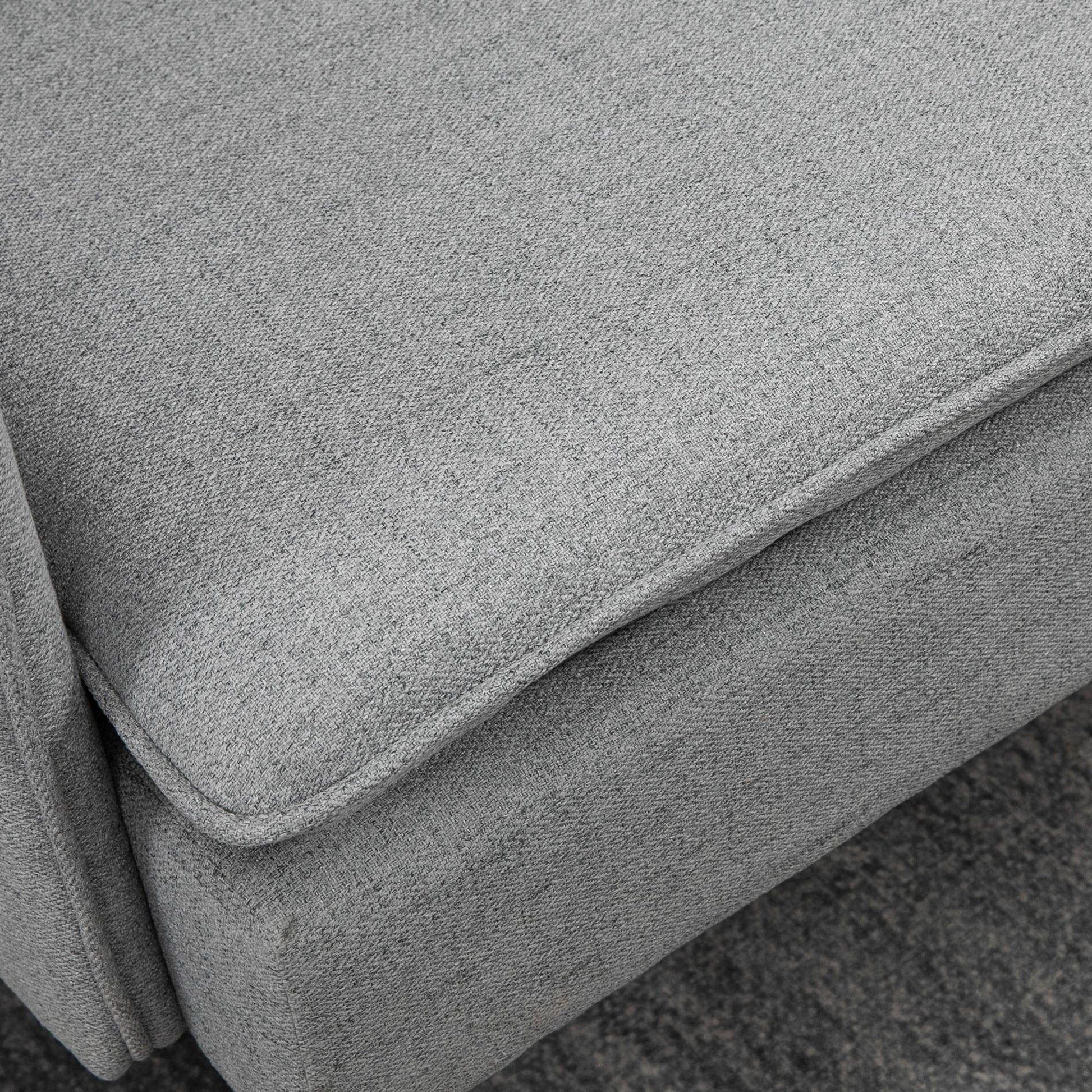 2-Seater Sofa Upholstered in Linen with Cushions Armrests and Steel Legs for Bedroom Office Load 240kg 139x68x80 cm Gray
