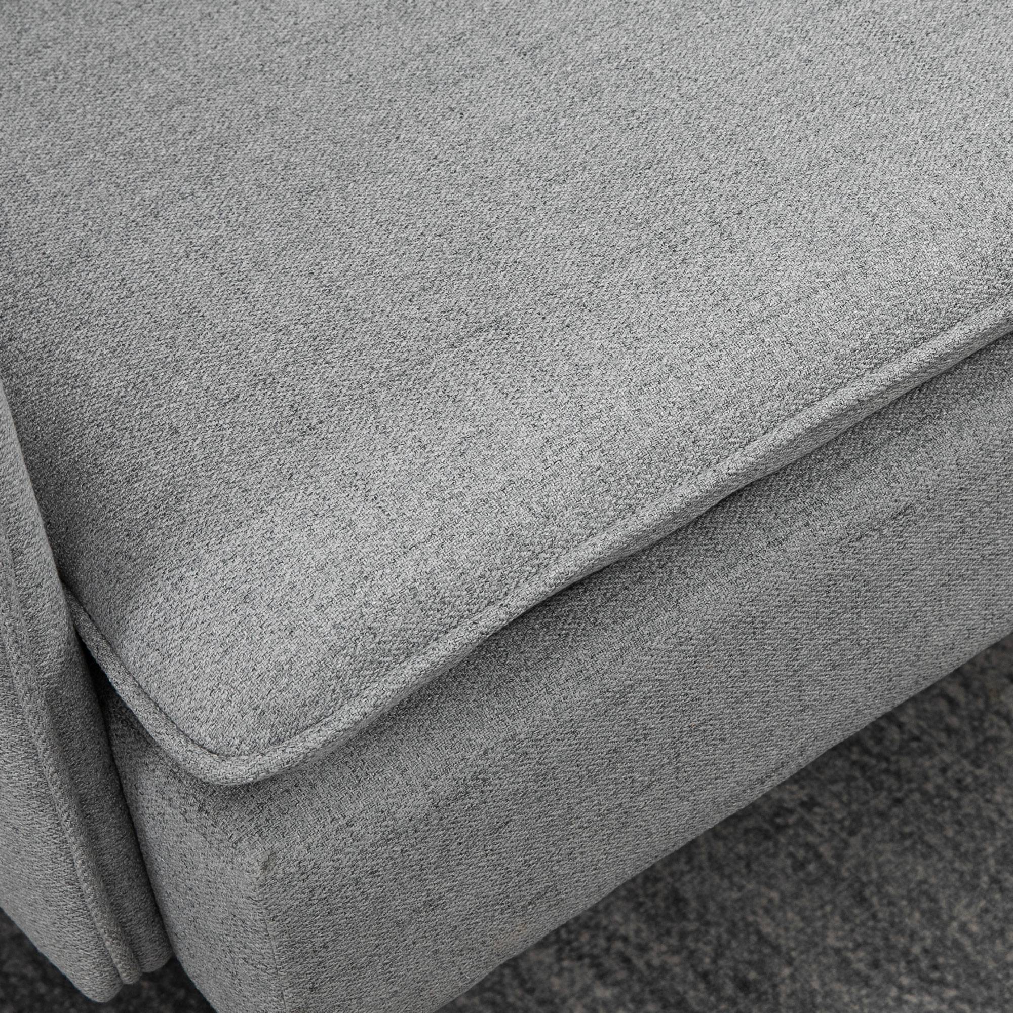 2-Seater Sofa Upholstered in Linen with Cushions Armrests and Steel Legs for Bedroom Office Load 240kg 139x68x80 cm Gray