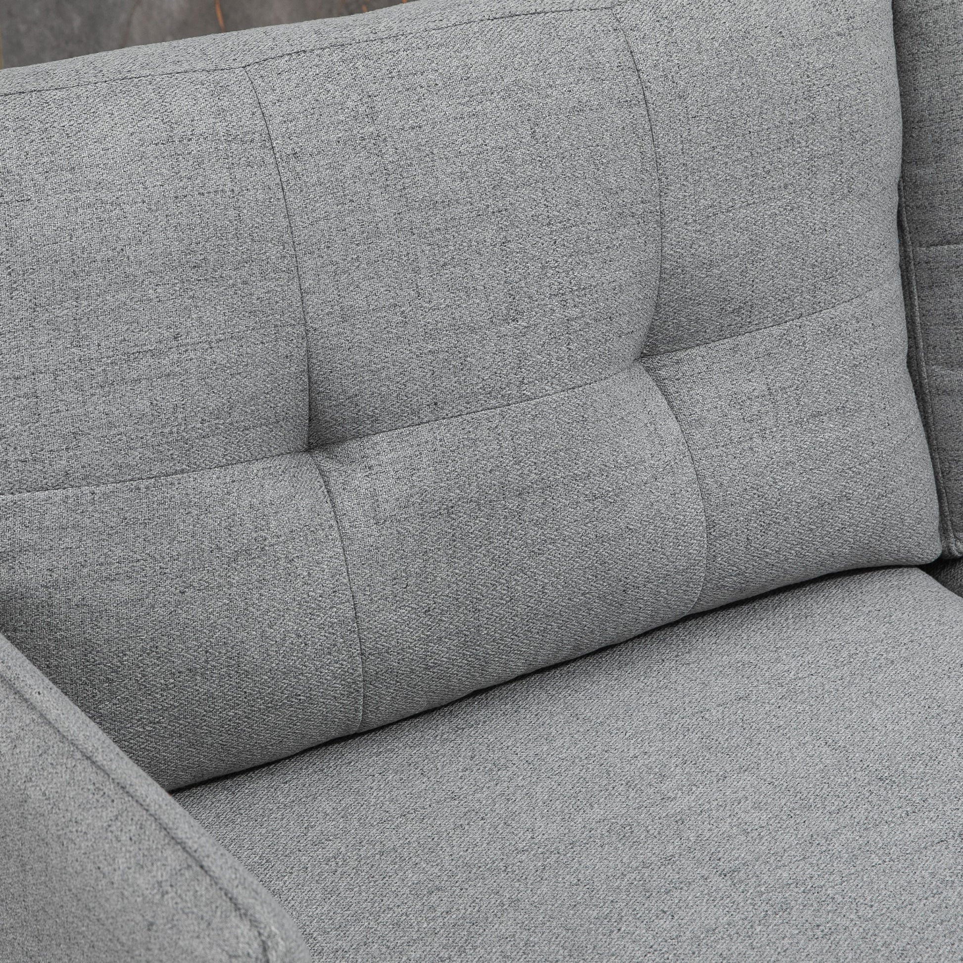 2-Seater Sofa Upholstered in Linen with Cushions Armrests and Steel Legs for Bedroom Office Load 240kg 139x68x80 cm Gray