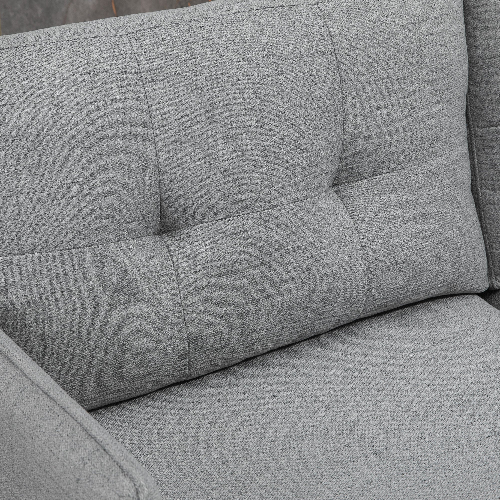 2-Seater Sofa Upholstered in Linen with Cushions Armrests and Steel Legs for Bedroom Office Load 240kg 139x68x80 cm Gray