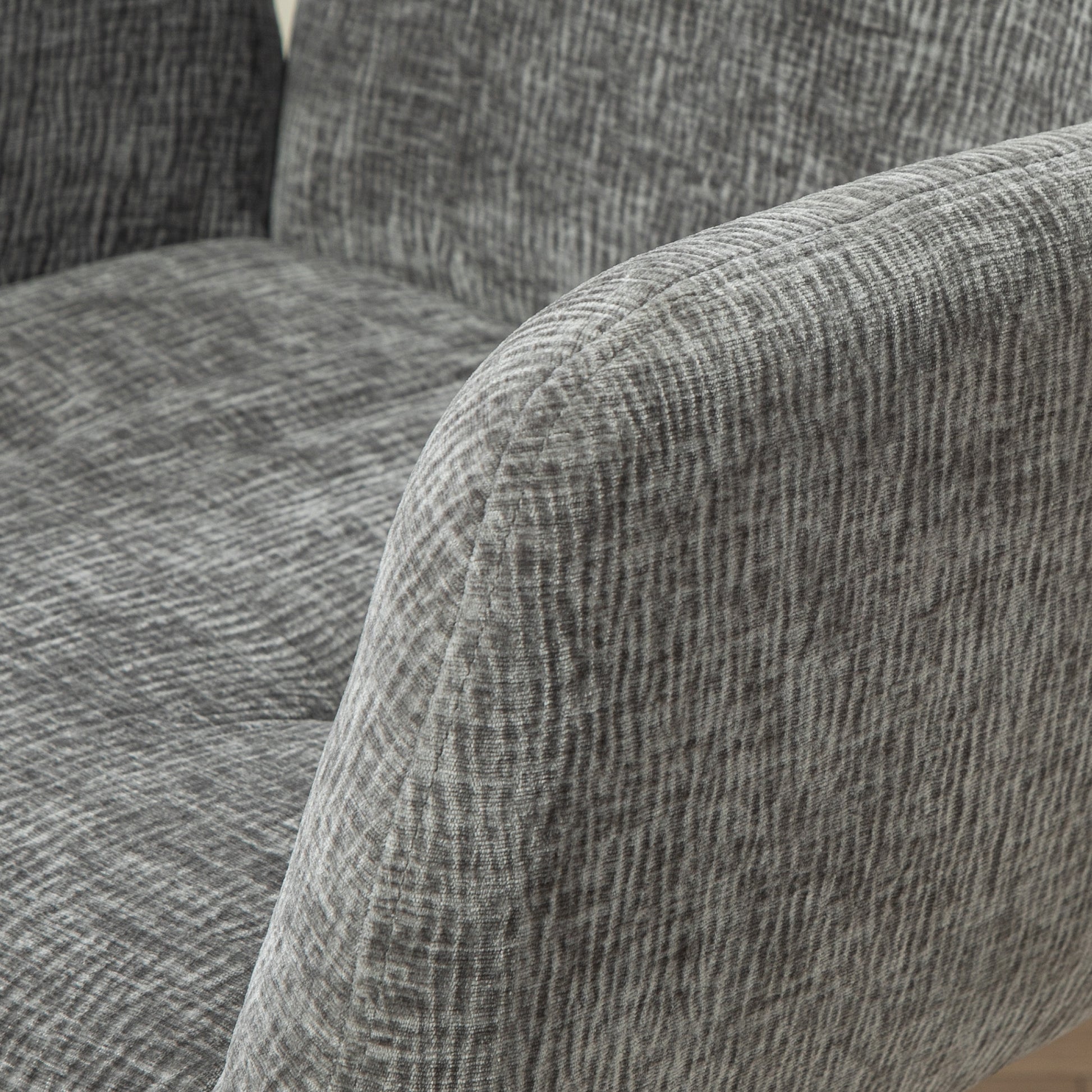 Armchair Swivel Lounge Chair with Armrest, Wool-Linen Look, Modern Upholstered Chair with Button Tufting, Steel Legs, for Living Room, Bedroom, Dark Grey
