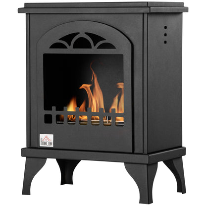 Free Standing Bioethanol Fireplace 7000 BTU Bioethanol Stove with 1.2 L Tank Stainless Steel Fire Snuffer 3H Combustion Time for Indoors 20-25 m² 41x25x54 cm Black