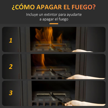 Free Standing Bioethanol Fireplace 7000 BTU Bioethanol Stove with 1.2 L Tank Stainless Steel Fire Snuffer 3H Combustion Time for Indoors 20-25 m² 41x25x54 cm Black